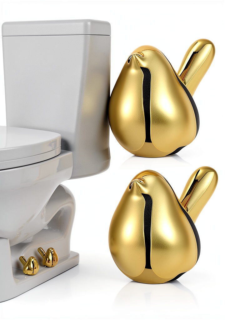 Quilax gold ceramic toilet bolt covers installed on a modern bathroom floor