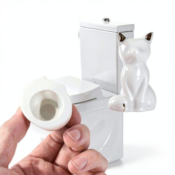 Yolev Cat Toilet Caps Ceramic White Decorative Covers-2