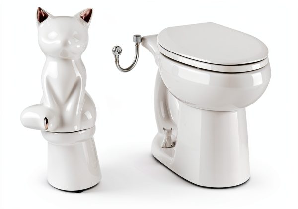 Yolev Cat Toilet Caps Ceramic White Decorative Covers-4