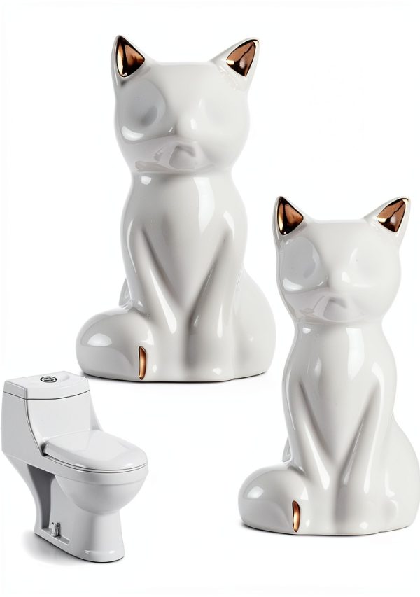 Yolev Cat Toilet Caps Ceramic White Decorative Covers-0