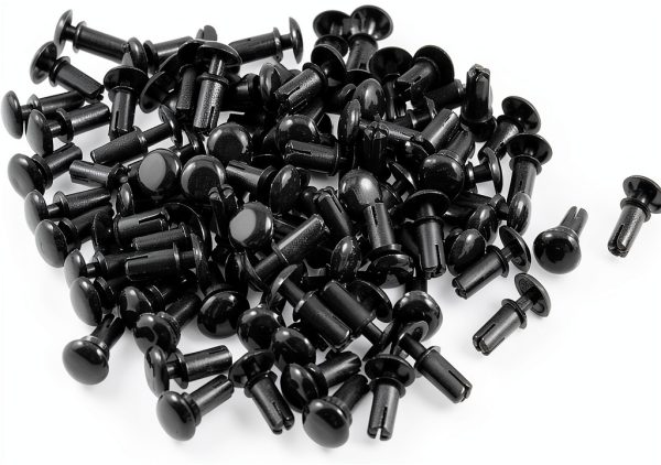 uxcell 100 Pcs Black Nylon 4.0mm Bottom Dia Push Clips Rivets Fasteners R4080-0