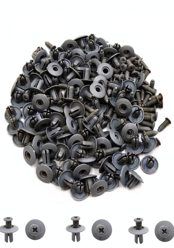 uxcell 100Pcs 8mm Hole Plastic Rivets Car Auto Door Bumper Fender Retainer Push in Clip Gray-1
