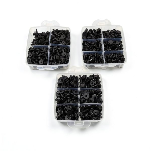620pcs Car s, Auto Rivets Push Pin Set, 16 Size Assortment fo Door Trim Bumper Moulding, Black Pla Retainer s Compatible with-4