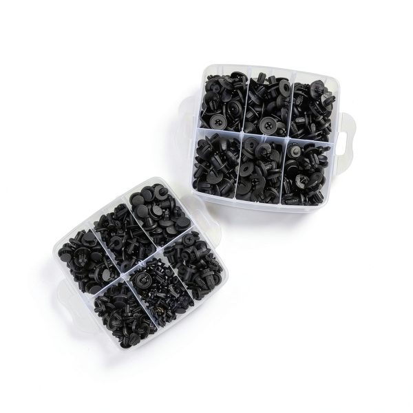 620pcs Car s, Auto Rivets Push Pin Set, 16 Size Assortment fo Door Trim Bumper Moulding, Black Pla Retainer s Compatible with-6
