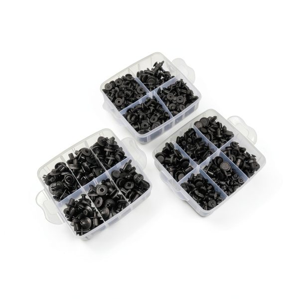 620pcs Car s, Auto Rivets Push Pin Set, 16 Size Assortment fo Door Trim Bumper Moulding, Black Pla Retainer s Compatible with-3