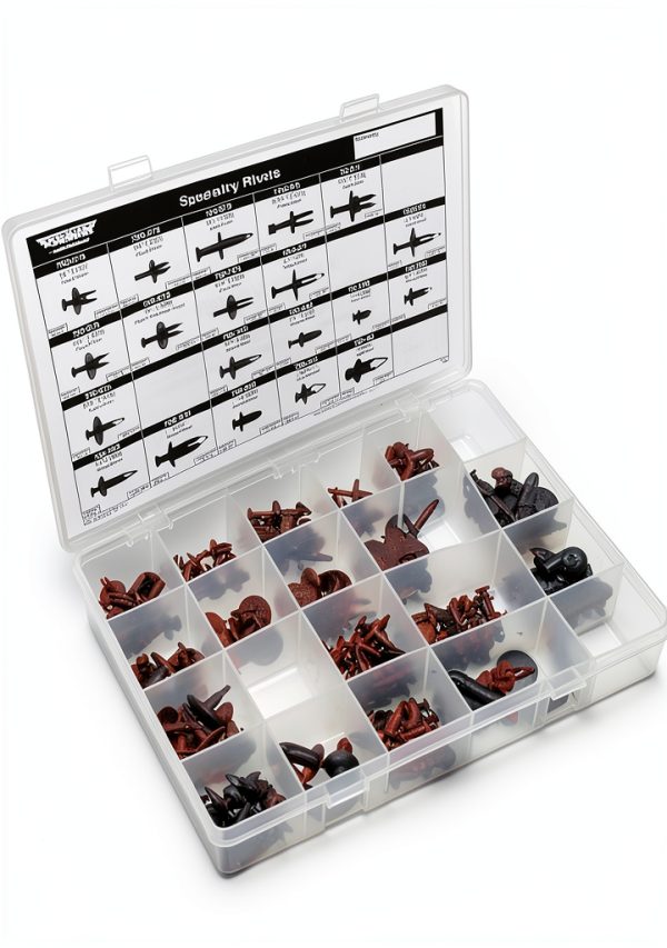 Nylon Push/Screw Rivet Assortment (Dorman 030-728) 20 SKU/220 Pc. Tech Tray-0