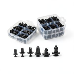 620pcs Car s, Auto Rivets Push Pin Set, 16 Size Assortment fo Door Trim Bumper Moulding, Black Pla Retainer s Compatible with-0