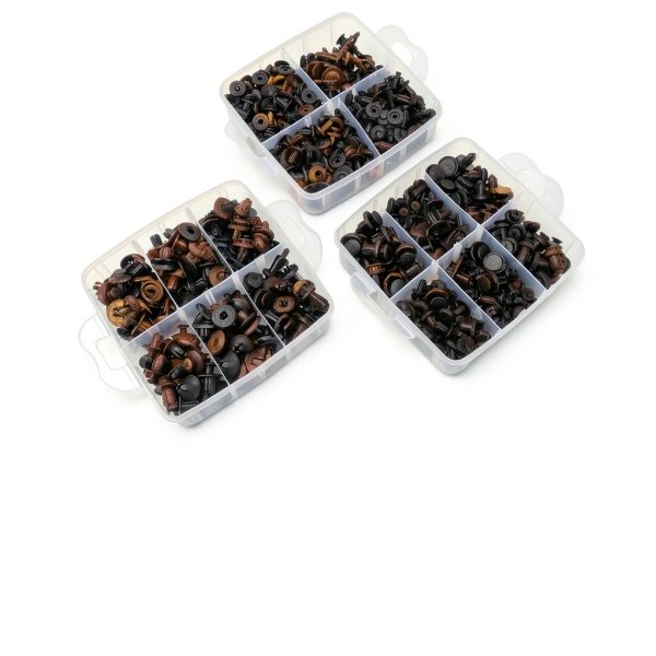 620pcs Car s, Auto Rivets Push Pin Set, 16 Size Assortment fo Door Trim Bumper Moulding, Black Pla Retainer s Compatible with-1